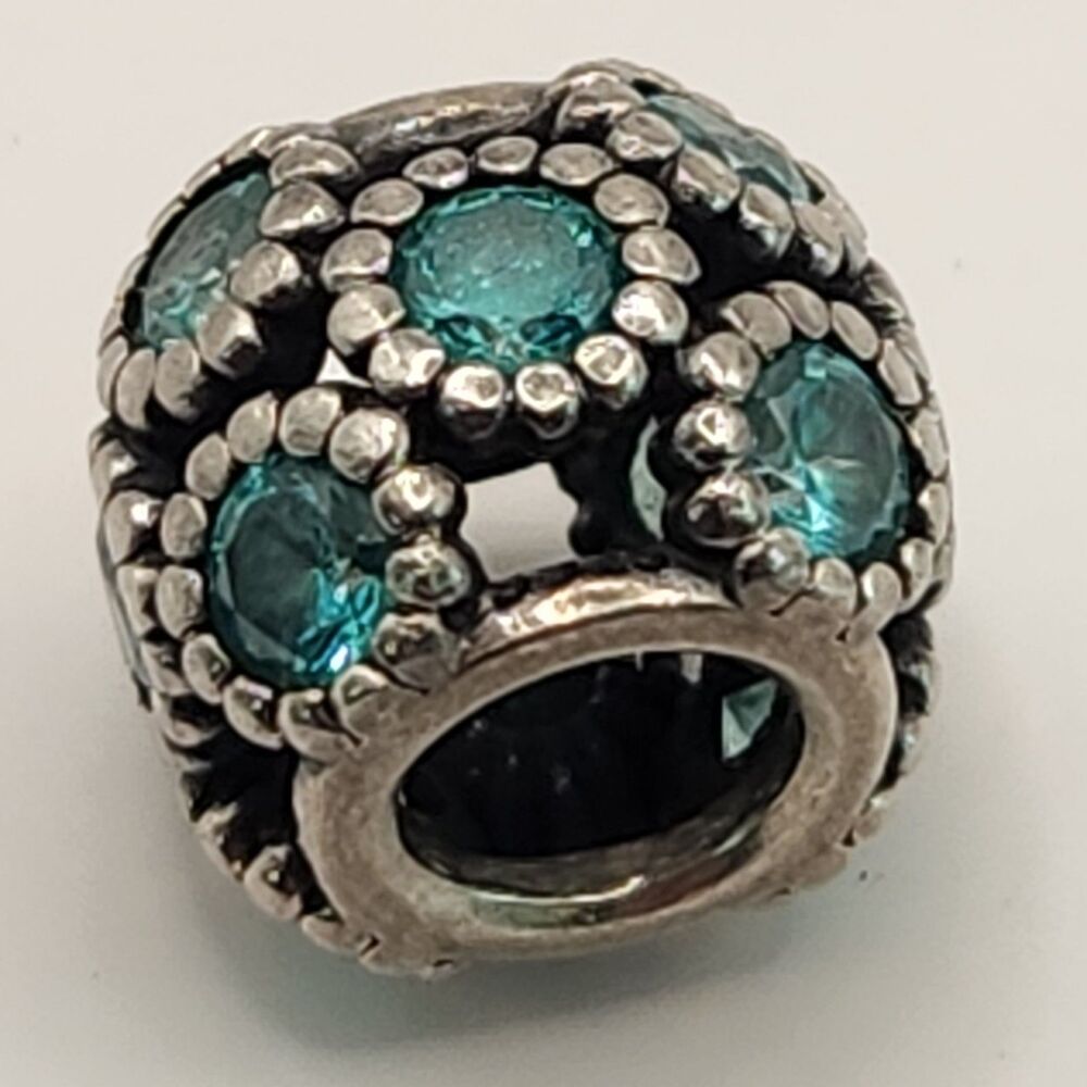 Pandora Sterling Silver 925 Studded Lights Teal CZ Charm 791296MCZ